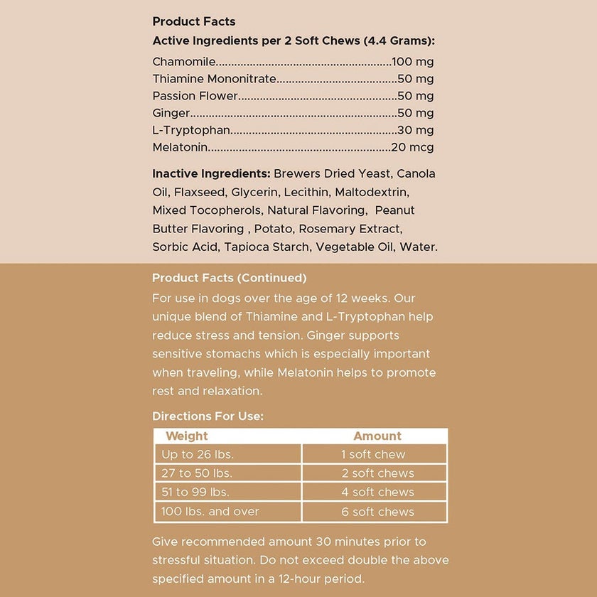 Chew + Heal Anxiety + Stress Peanut Butter Flavored Soft Chews For Dogs, Pack of 60's