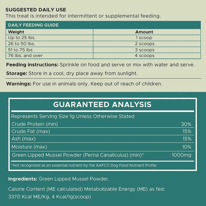 Chew + Heal Green Lipped Mussel Powder For Dogs 60g