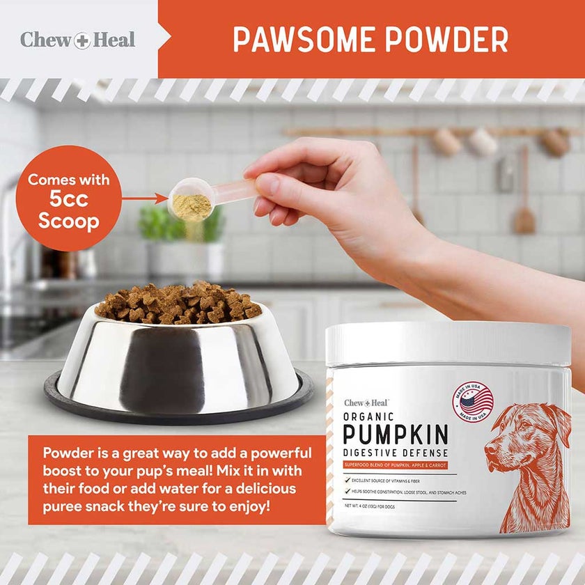 Chew + Heal Organic Pumpkin Digestive Defense Powder For Dogs 454g