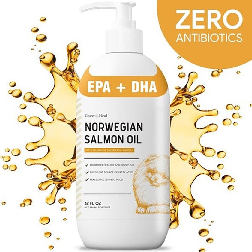 Chew + Heal Norwegian Salmon Oil Supplement For Healthy & Happy Fur 646ml