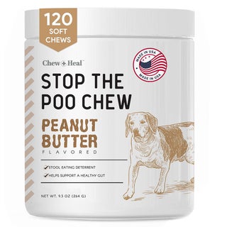 Chew + Heal Stop The Poo Peanut Butter Flavored Soft Chews For Dogs, Pack of 120's
