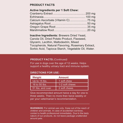 Chew + Heal Cranberry Support Soft Chews For Dogs, Pack of 120's