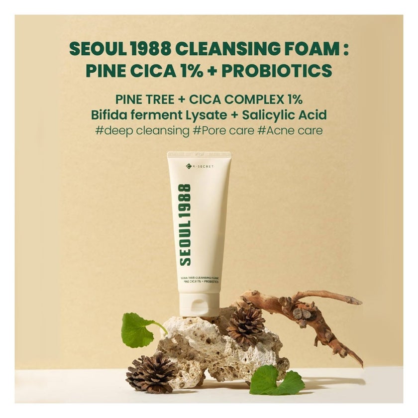 K-Secret Seoul 1988 Pine Cica 1% + Probiotics Cleansing Foam 150ml