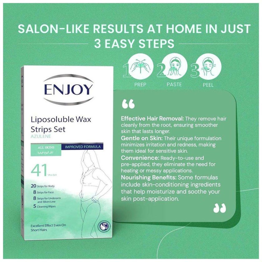 Enjoy Liposoluble Azulene Wax Strips Set, Pack of 41's