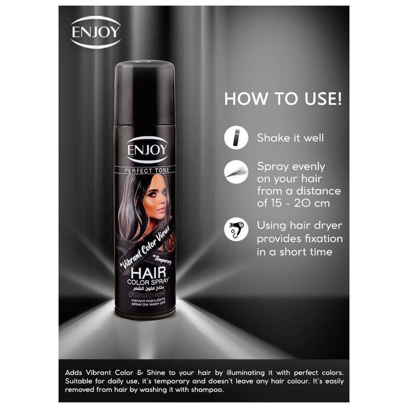 Enjoy Hair Color Spray 150ml - Black Color