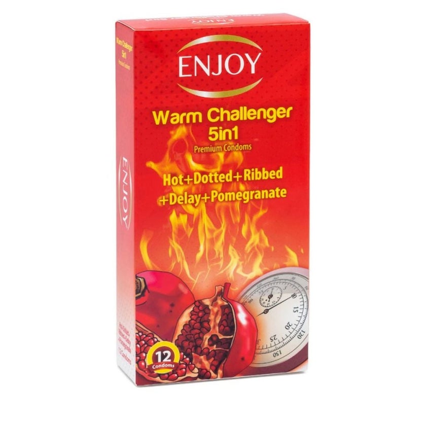 Enjoy Warm Challenger 5-in-1 Premium Condoms, Pack of 12's