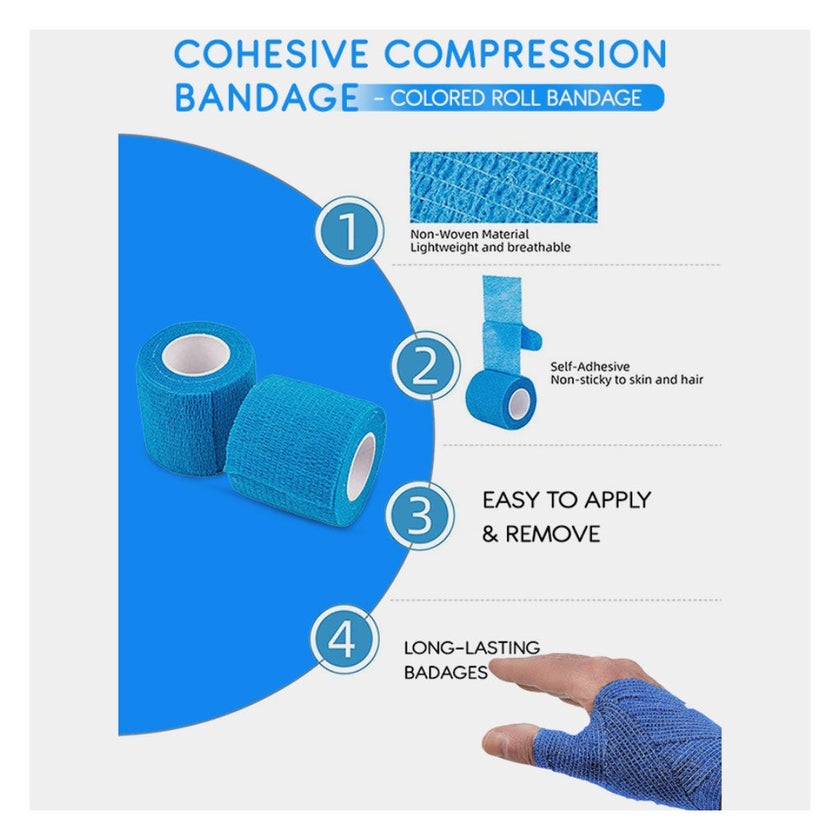 PintoMed Bandage Cohésif Beige - Lot De 10 Rouleaux 10 Cm X 4,5 M - Bande Auto-Adhésive Élastique Sport & Premiers Secours