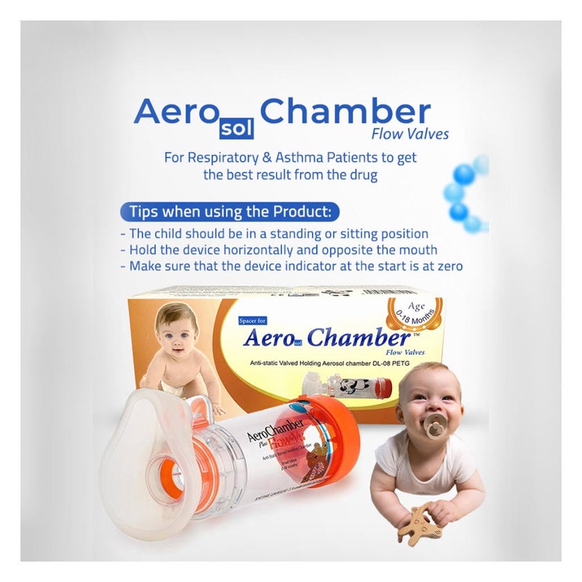 First Step AeroChamber Plus Flow-Vu Anti-static Valved Holding Chamber For 0-18 Months Baby - Small