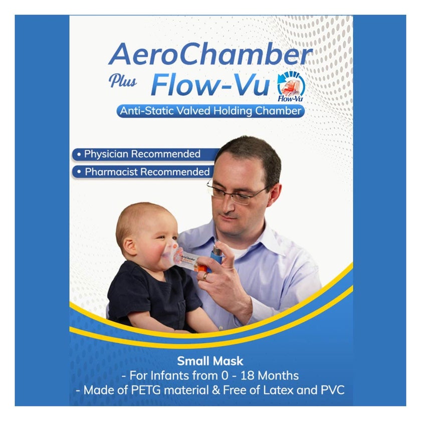 First Step AeroChamber Plus Flow-Vu Anti-static Valved Holding Chamber For 0-18 Months Baby - Small