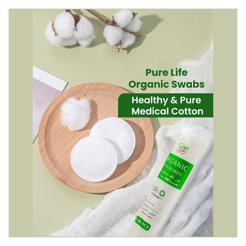 Pure Life Organic Hygienic & Absorbent Cotton Pads, Pack of 80's