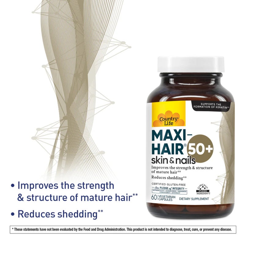 Country Life Maxi-Hair 50+ Veg Capsules For Skin & Hair, Pack of 60's