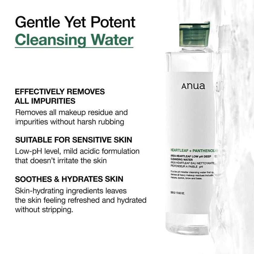 Anua Heartleaf + Panthenol Low pH Deep Cleansing Water 500g