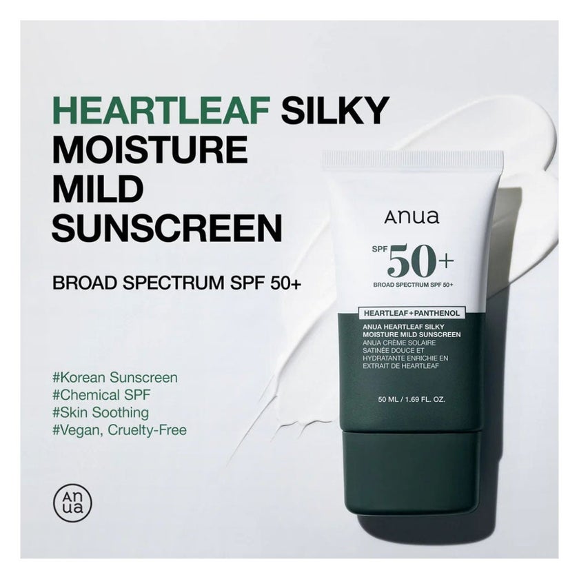 Anua Heartleaf Silky Moisture SP50+ PA++++ Sun Cream 50ml