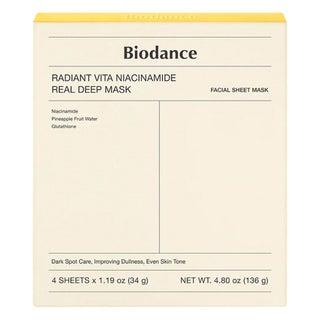 Biodance Radiant Vita Niacinamide Real Deep Facial Sheet Mask, Pack of 4's