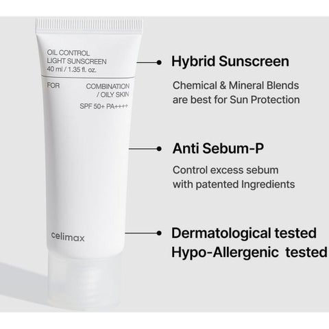 Celimax Oil Control SPF50+ PA++++ Light Sunscreen 40ml