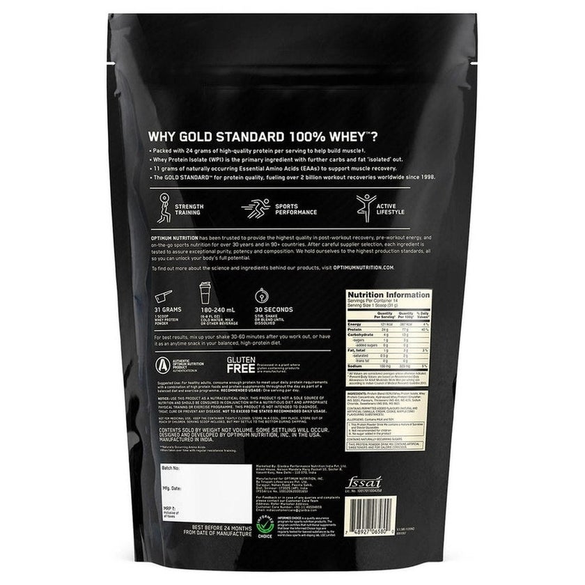 Optimum Nutrition Gold Standard 100% Whey Vanila Ice Cream Protein Powder 1lb