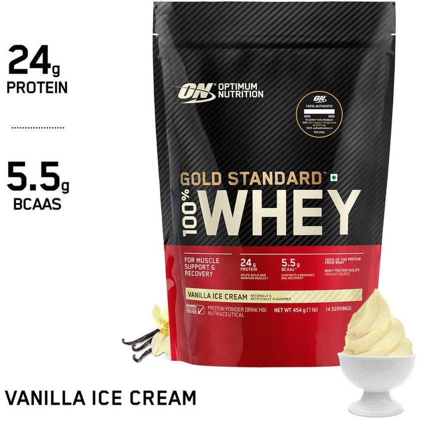 Optimum Nutrition Gold Standard 100% Whey Vanila Ice Cream Protein Powder 1lb