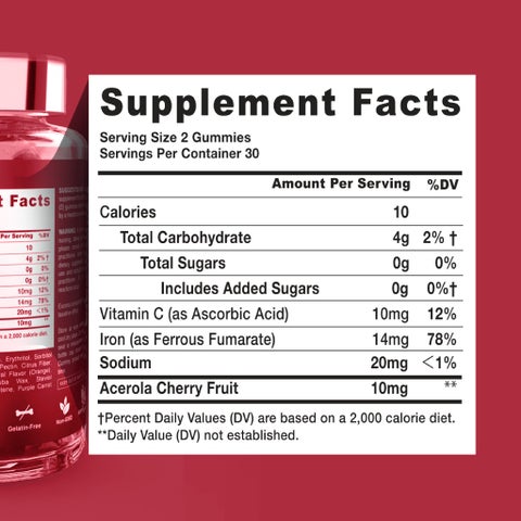 Dr. Gummies Iron Adult Gummies With Vitamin C, Pack of 60's