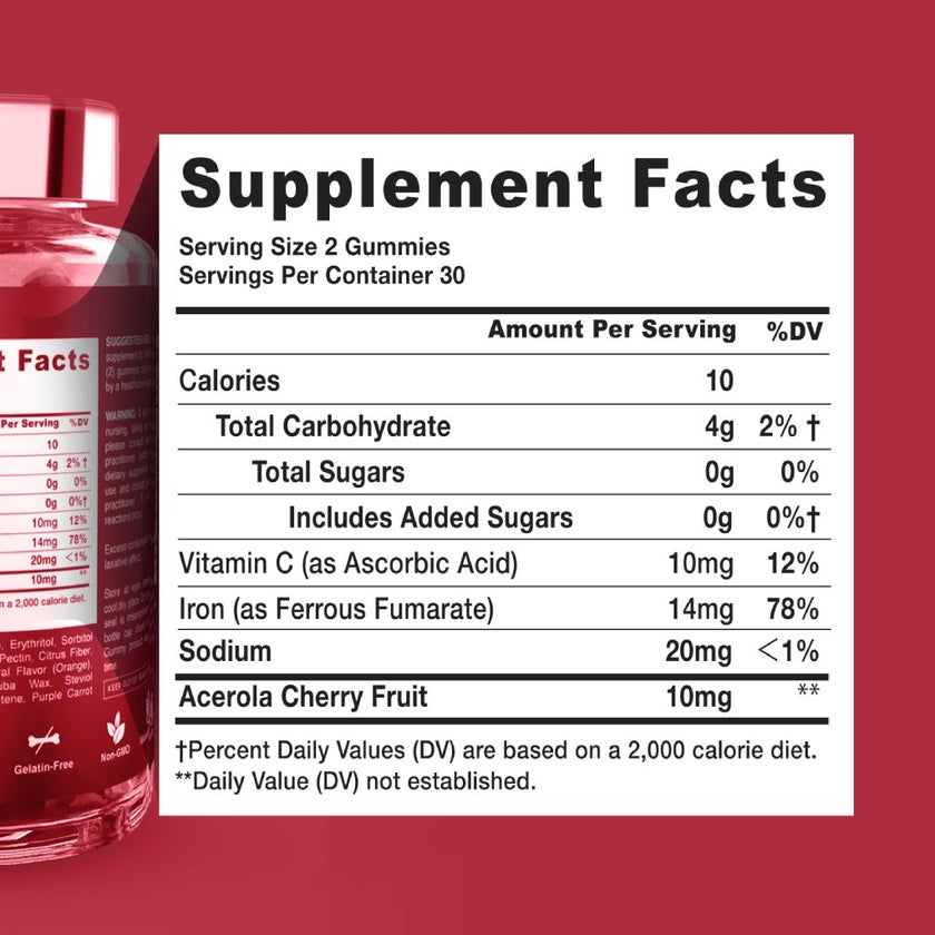 Dr. Gummies Iron Adult Gummies With Vitamin C, Pack of 60's