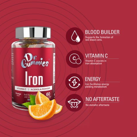 Dr. Gummies Iron Adult Gummies With Vitamin C, Pack of 60's
