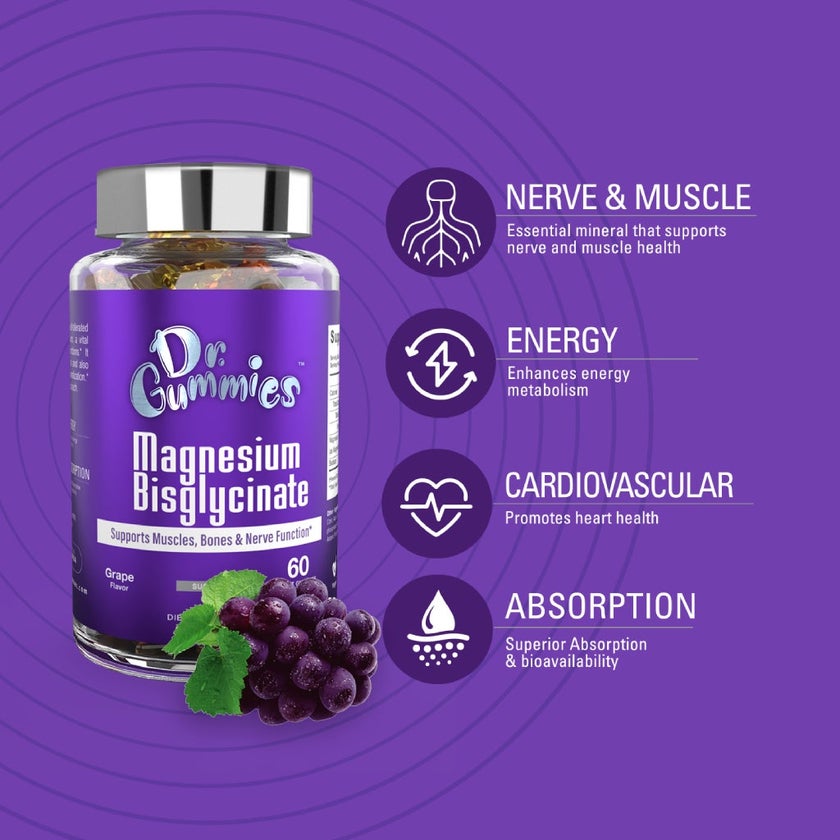 Dr. Gummies Magnesium Bisglycinate Adult Gummies, Pack of 60's