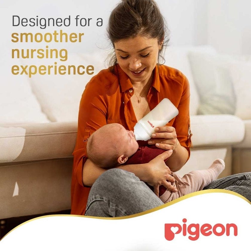 Pigeon SofTouch Wide Neck Nursing Plastic Bottle For 6+ Months Baby 330ml