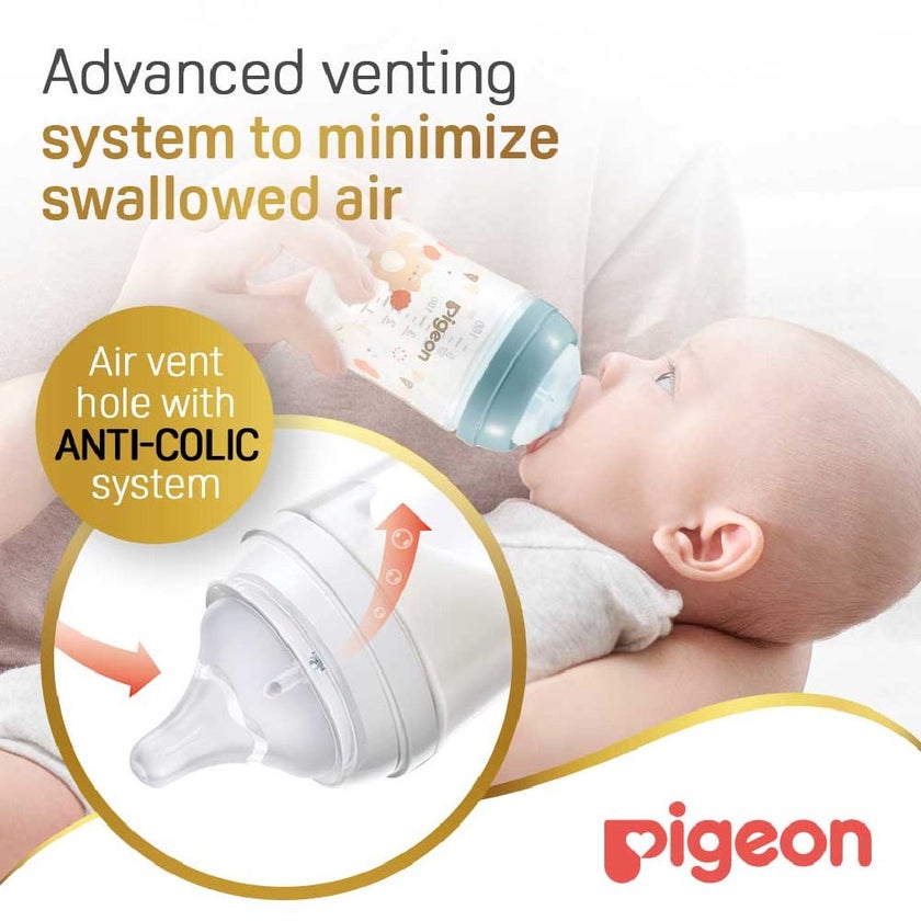 Pigeon SofTouch Wide Neck Nursing Plastic Bottle For 0+ Months Baby 160ml - Decorated