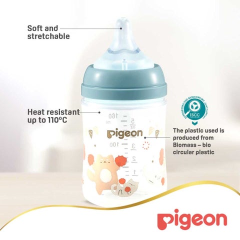 Pigeon SofTouch Wide Neck Nursing Plastic Bottle For 0+ Months Baby 160ml - Decorated