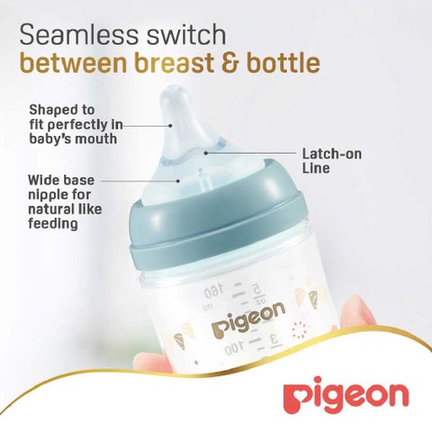 Pigeon SofTouch Wide Neck Nursing Plastic Bottle For 0+ Months Baby 160ml - Decorated