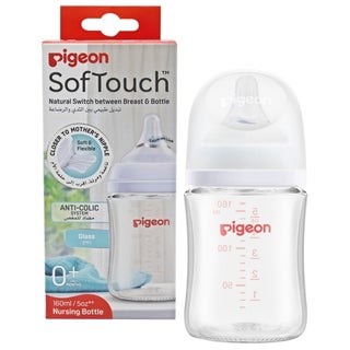 Pigeon SofTouch Wide Neck Nursing Glass Bottle For 0+ Months Baby 160ml