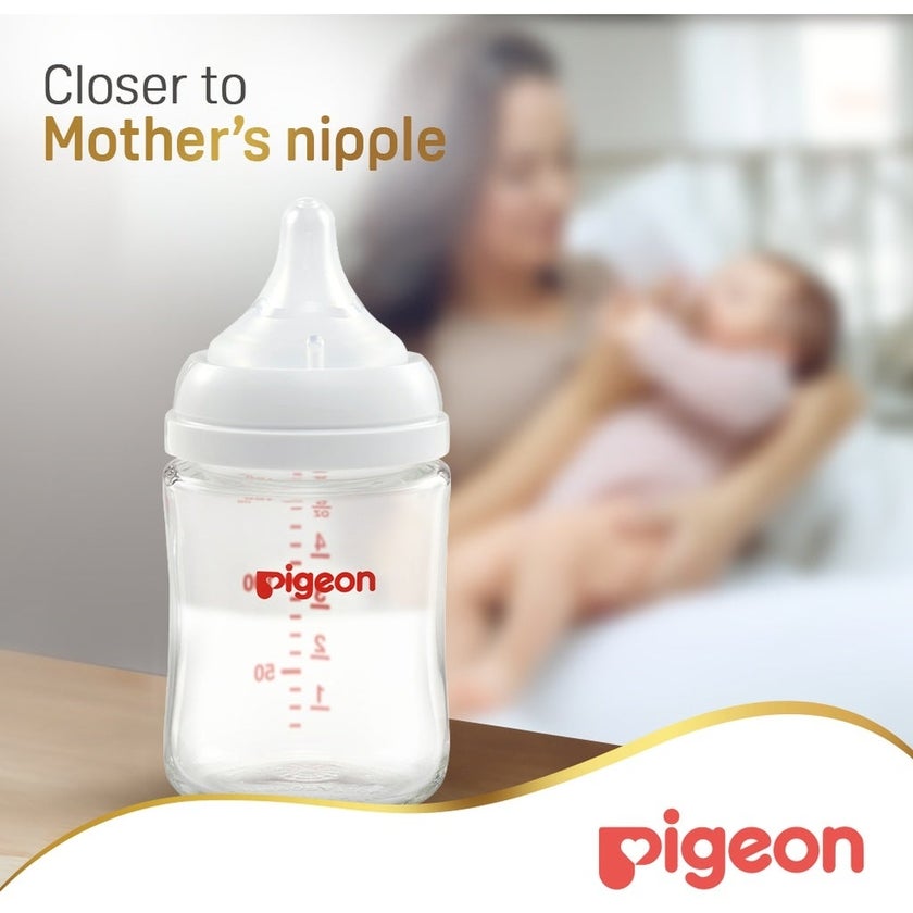 Pigeon SofTouch Wide Neck Nursing Glass Bottle For 0+ Months Baby 160ml