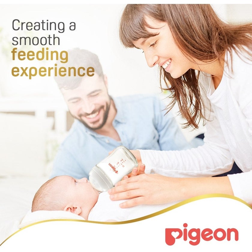 Pigeon SofTouch Wide Neck Nursing Glass Bottle For 0+ Months Baby 160ml