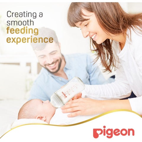 Pigeon SofTouch Wide Neck Nursing Glass Bottle For 3+ Months Baby 240ml
