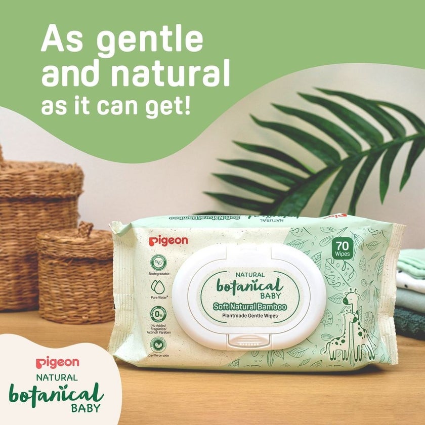 Pigeon Natural Botanical Baby Wipes, Pack of 70's