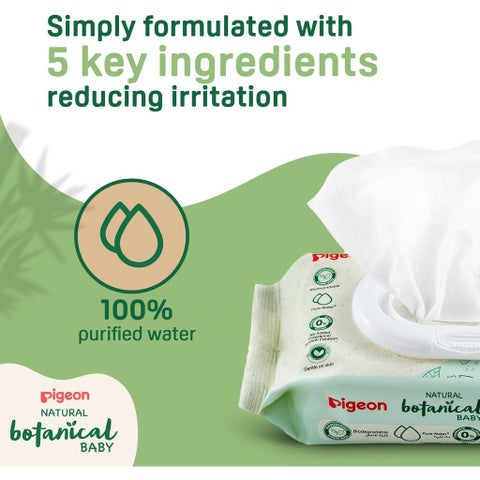 Pigeon Natural Botanical Baby Wipes, Pack of 70's