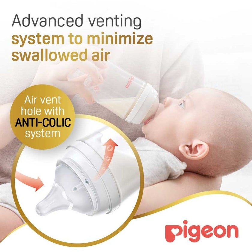 Pigeon SofTouch Wide Neck Nursing Plastic Bottle For 0+ Months Baby 160ml
