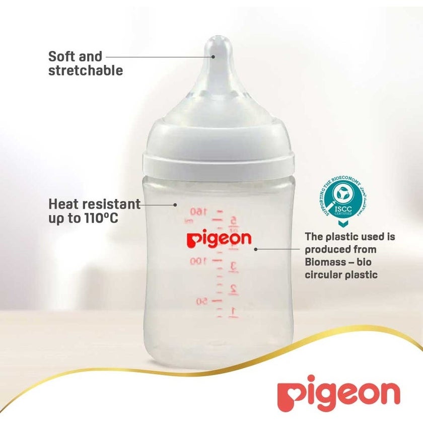 Pigeon SofTouch Wide Neck Nursing Plastic Bottle For 0+ Months Baby 160ml