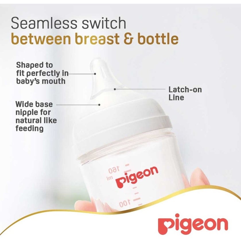 Pigeon SofTouch Wide Neck Nursing Plastic Bottle For 0+ Months Baby 160ml