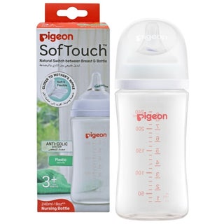 Pigeon SofTouch Wide Neck Nursing Plastic Bottle For 3+ Months Baby 240ml