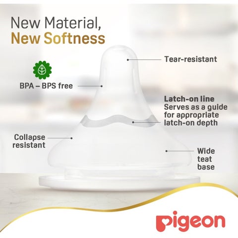 Pigeon SofTouch Wide Neck Nipples, Size - SS, Pack of 2's