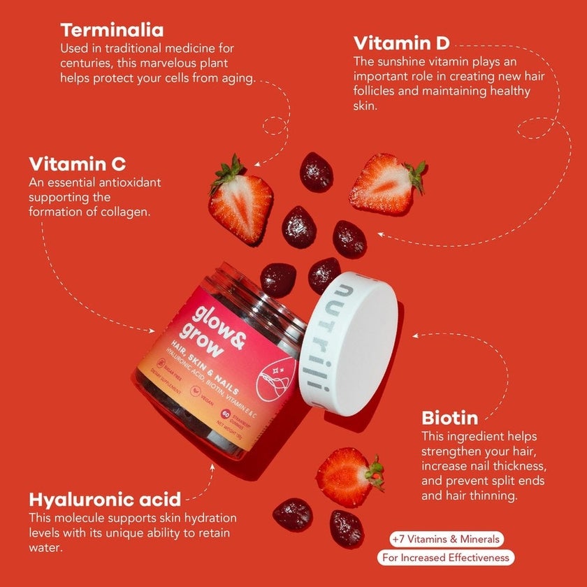 Nutrili Glow & Grow Adult Gummies For Hair, Skin & Nails, Pack of 60's