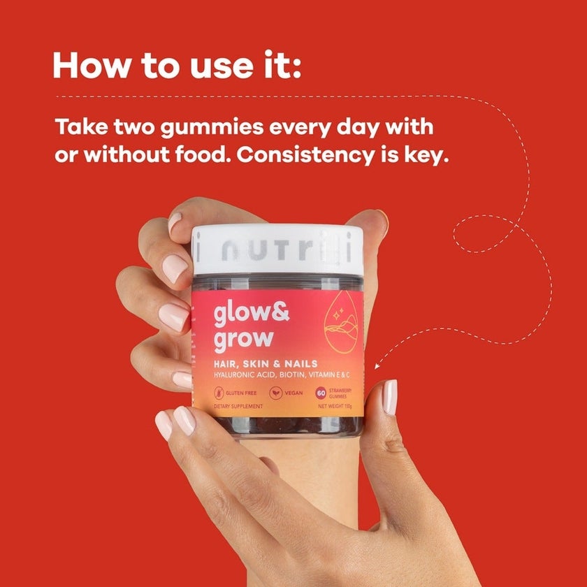 Nutrili Glow & Grow Adult Gummies For Hair, Skin & Nails, Pack of 60's