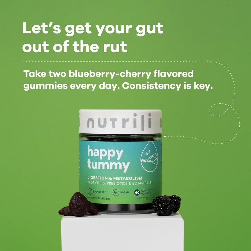 Nutrili Happy Tummy Adult Gummies For Digestion & Metabolism Support, Pack of 60's