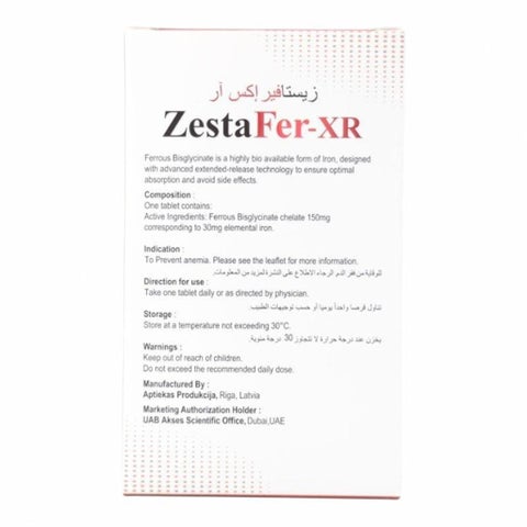 ZestaFer-XR 30mg Iron Tablets - 20 Tablets
