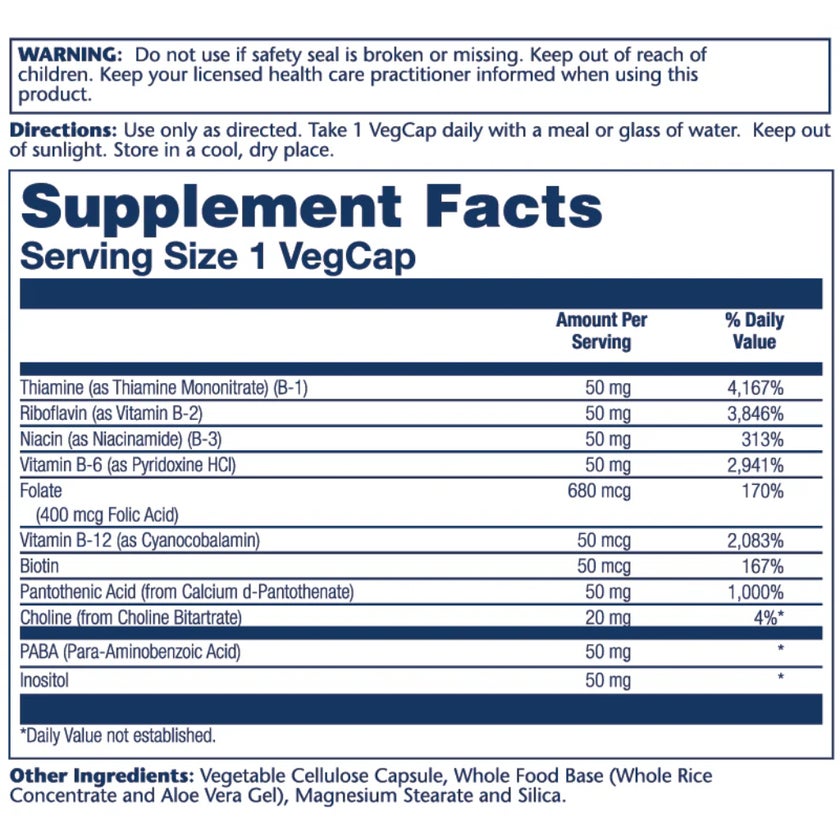 Solaray Vitamin B-Complex 50mg Veg Capsules For Skin & Hair, Pack of 50's