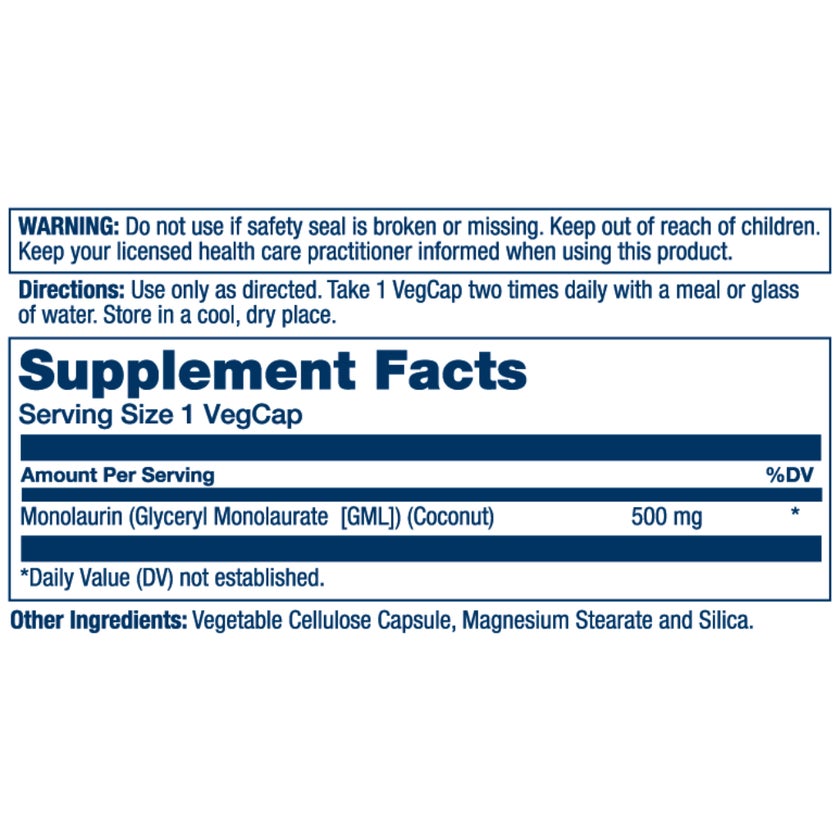 Solaray Coconut Monolaurin 500mg Veg Capules For Overall Wellness, Pack of 60's