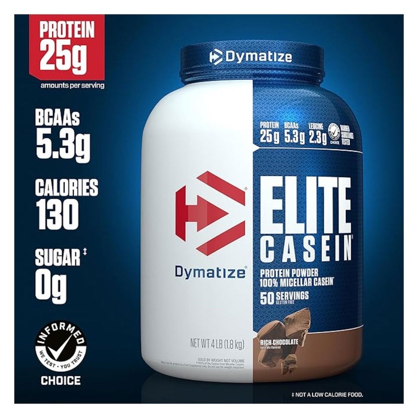 Dymatize Elite Casein Rich Chocolate Protein Powder 4lb