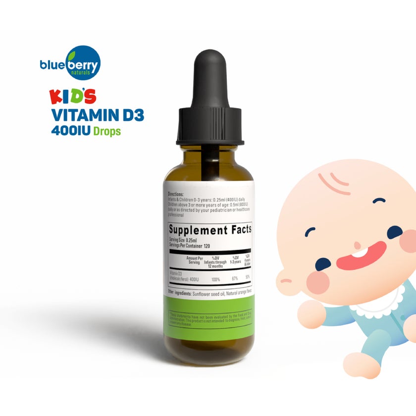 Blueberry Naturals Kid's Vitamin D3 400IU Oral Drops 30ml