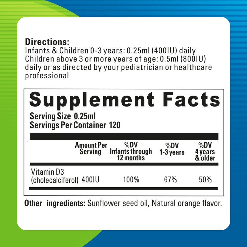 Blueberry Naturals Kid's Vitamin D3 400IU Oral Drops 30ml
