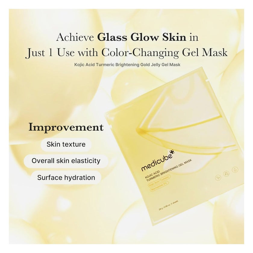 Medicube Kojic Acid Turmeric Brightening Gel Face Sheet Mask, Pack of 4's